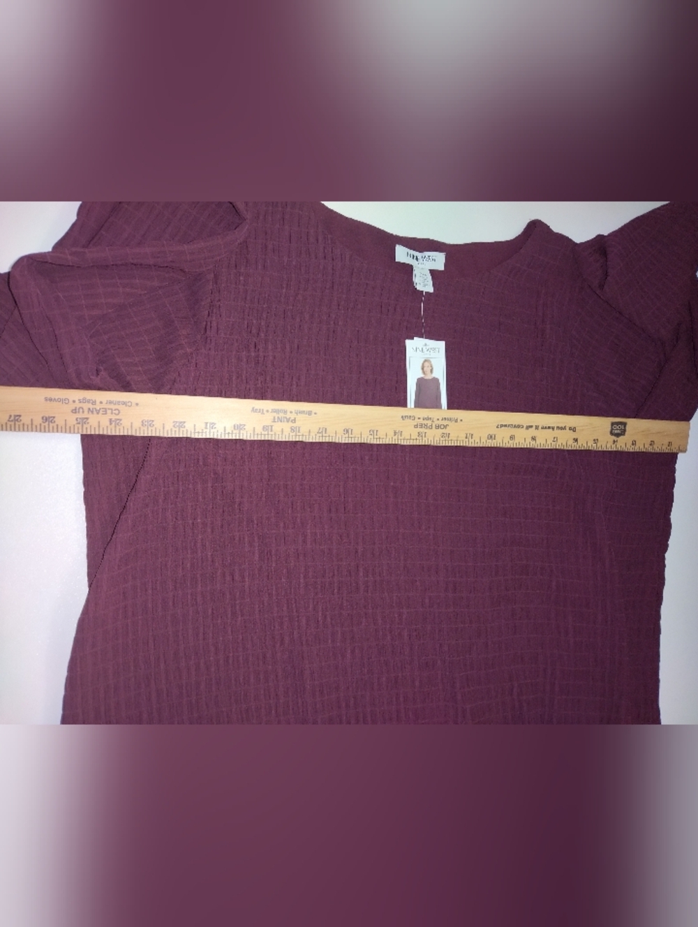 Nine West Ribbed Long-Sleeve Top in Wine New Size XXL - Picture 4 of 4